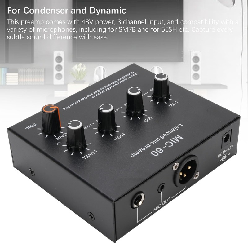 Mic Preamp Microphone Booster, Home Audio Power Amplifier with 3