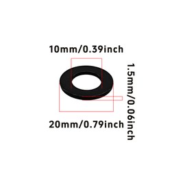 Runseaway 20Pcs M10 Flat Washers, Black Stainless Steel Sealing Rings, ID 10mm, OD 20mm, Thickness 1.5mm, Heavy Duty Washers for Home, Factory and DIY Projects