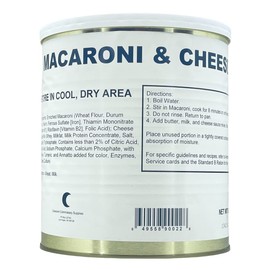 Military Surplus Macaroni Cheese Long Term Storage Food For Camping And Hiking 24 Servings Per Can (net weight 58 oz)