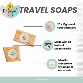 The Natural Spa Travel Wash Bars, Pack of 20 Mini Travel Soaps For Body And Face