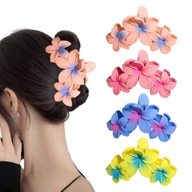 Flomiara 4PCS Hair Clips for Women, Flower Claw Clips, Women Cute Hair Clips, Suitable for Thick Thin Hair, Non-slip Matte Firm Hairpin, Plastic Hairpin, Matte, pink Orange, Pink, Blue, Yellow