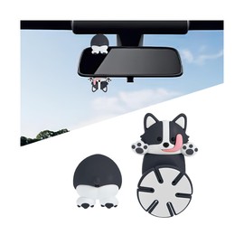 FALVFUN Car Rear View Mirror Hanging Accessories, Cute Funny Swinging Dog-Shaped Vehicle Rearview Mirror Ornament, Creative Automotive Interior Decoration, Universal for SUV Sedan Truck (Gray)