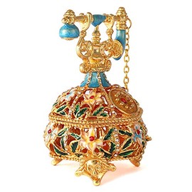 QIFU Hand Painted Telephone Style Enamel Trinket Box, Unique Gift for Family