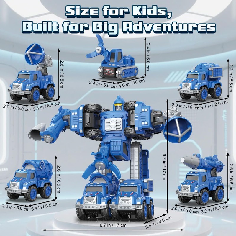 Drefirsa 5-in-1 Outer Space Transform Trucks Robot Toy, Robot Action