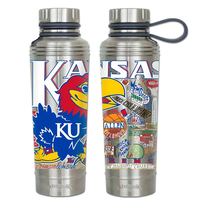 catstudio University Of Kansas Collegiate Stainless Steel Water Bottle |