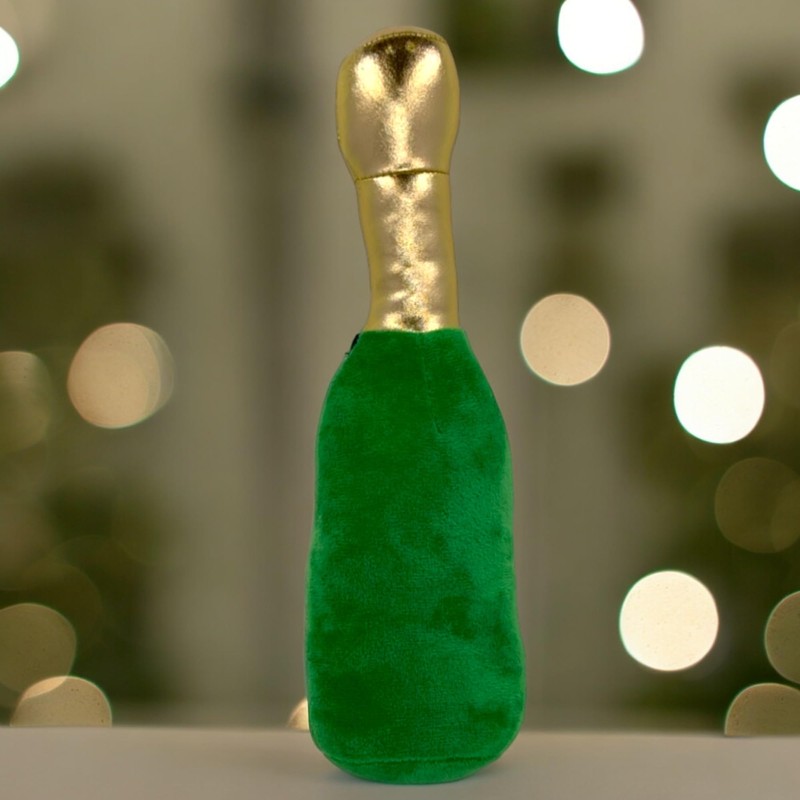 MIJOMA Barking Bubbles Dog Toy, Plush Champagne Bottle for Dogs,
