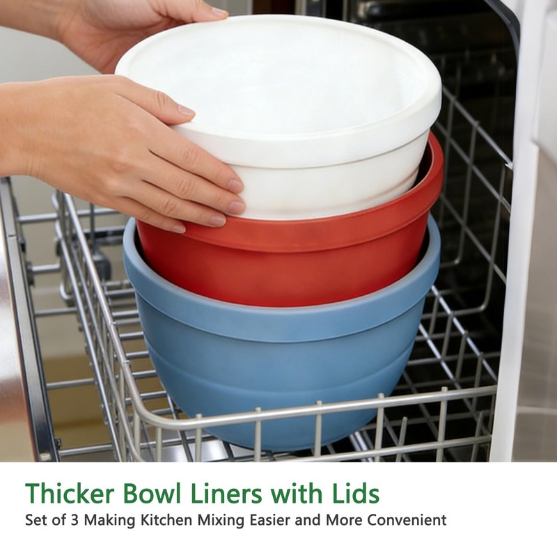 Upgraded Collapsible Silicone Bowl Liners for 5 Qt KitchenAid Tilt-Head