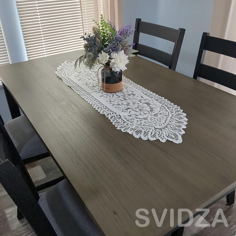 Svidza Lace Table Runner with Elegant and Intricate Floral Pattern