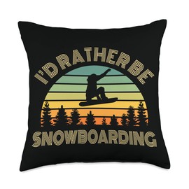 I’d Rather Be Snowboarding Retro Ski Goggles Winter Vacation Throw Pillow