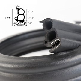 Car Door Rubber Seal Strip Trim with EPDM Three Side Bulbs, Large Bulb Heavy Duty Automotive Weather Stripping for Cars, Trucks, RVs, Boats, Cabinets, and Home Applications (5 Ft)