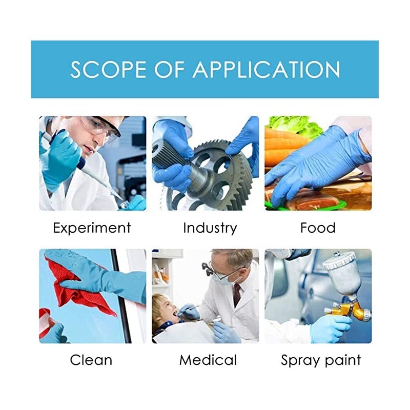 Box of 100 x Blue Disposable Nitrile Gloves Size Medium