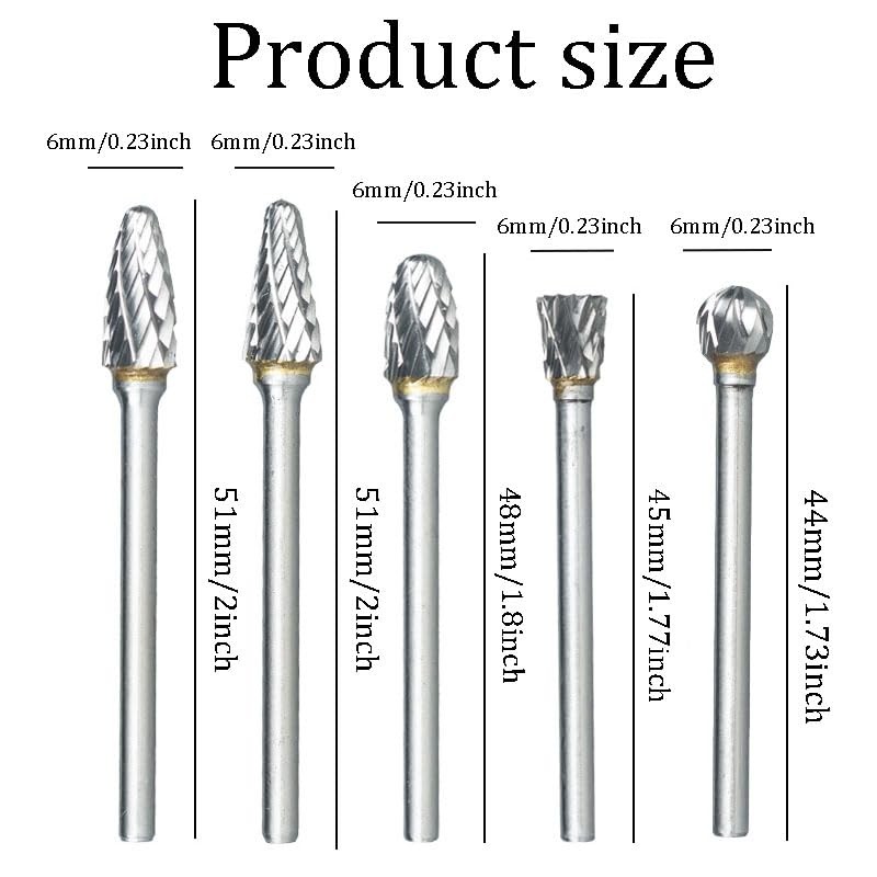10Pcs Long Carbide Burr Set,Double Cut Carving Bits for Rotary