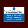 Loss of personal protective equipment must be reported Plastic Sign