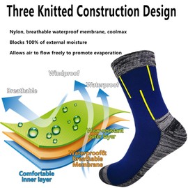 Fullsheild Waterproof Socks Unisex Waterproof Breathable Outdoor Hiking Wading Fishing Trail Golf Socks for Men Women