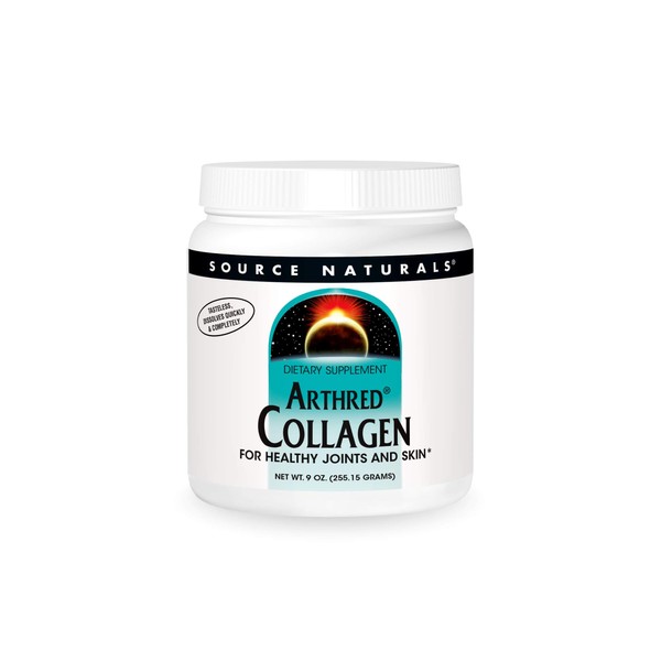 Source Naturals Arthred Collagen Protein Powder - Unflavored Quick Dissolve Hydrolyzed Peptides - Anti Aging Support For Bone, Joint & Skin Health - 9 oz (30 Servings)