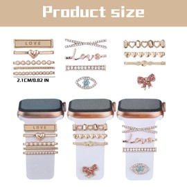 13 PCS Charm Rings for Smartwatch Watch Band Metal Decorative Rings Accessories Decorative Ring Loops Smart Watch Band Charms Metal Shiny Accessories Compatible for Smart Watch (not Band or Watch)