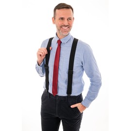 Olata Heavy Duty Braces X Shape with Criss Cross Straps / Airport Friendly Men's Braces with Plastic Clips - 4cm, darkgray