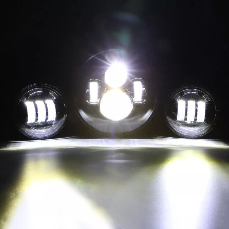 RIDROID 7" Inch LED Headlight +4.5" Passing Lights For Yamaha