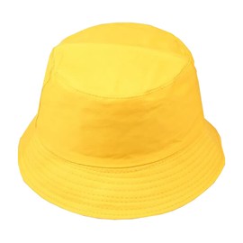 Bucket Hats Basin Hat Fisherman Cap Cotton Beach Sun Hat Sports Hat (Yellow)