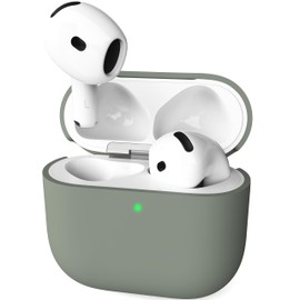 Veirrw for AirPods 4th Case Cover, Soft Skin Silicone Full Protective Case Cover for Men and Women, Compatible with AirPods 4 with ANC, Light Grey