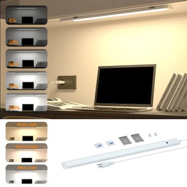 Under Cabinet Lights with Hand Wave, 16 inch Under Counter Lighting 4000K Natural White,Dimmable,Plug and Play,LED Lights for Kitchen Cabinet, Cupboard, Closet, Desk (16'' one-Pack)