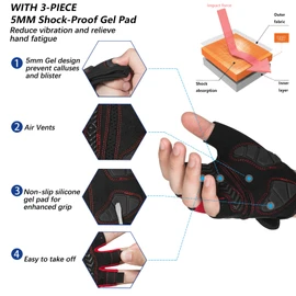 MOREOK-Cycling Gloves Bike Gloves for Men/Women-[5MM Gel Pad] Biking Gloves DEEP Balck-XXL