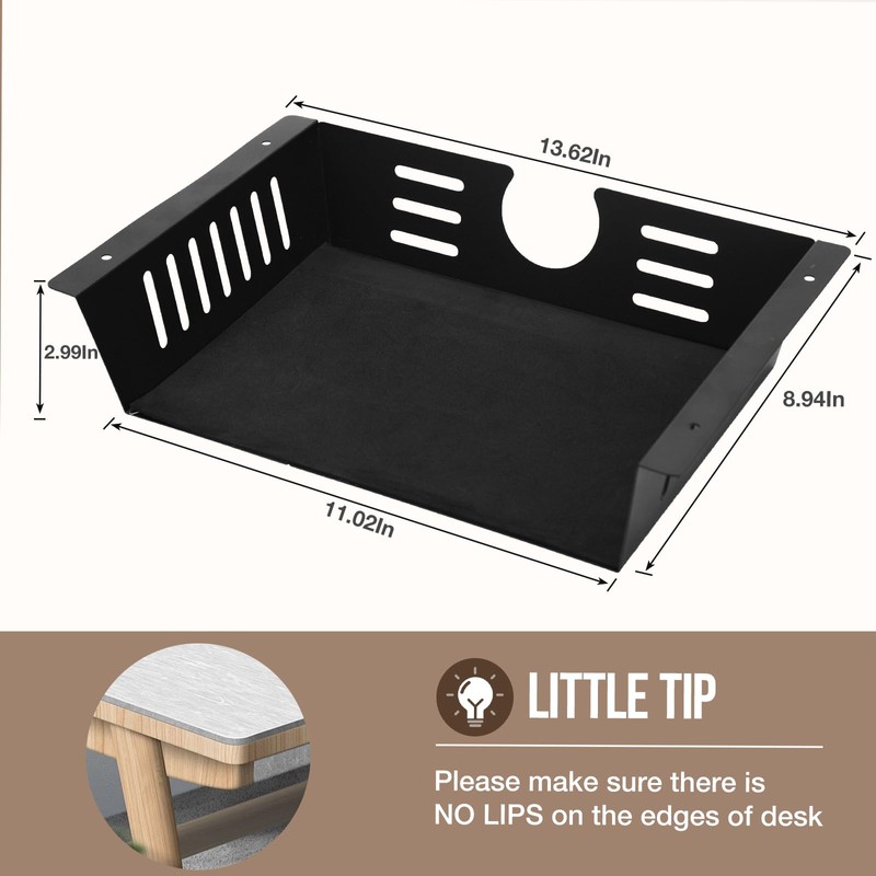 Neiteli 2 Pack Under Desk Shelf - Under Desk Storage