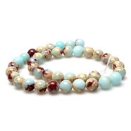 JarTc Natural Stone 6 Colors Sea Sediment Imperial Jasper Round Loose Beads for Jewelry Making (4mm, Water Blue)