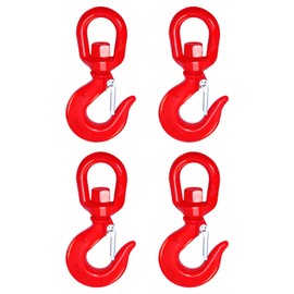 Kivomot G80 Swivel Lifting Hook, 2 Ton Capacity, Forged, Heat Treated, Painted, Self-Locking, 6:1 Safety Ratio, Set of 4 for Industrial and Construction Lifting