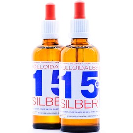Colloidal Silver 200 ml 15 PPM ● 2 x 100 ml 15 ppm Pipette Bottle Silver Water ● Daily Production and Direct Delivery ● Made in Germany