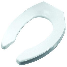 Aqua Plumb TS295 Open Front Elongated Plastic Commercial Toilet Seat without Cover, White