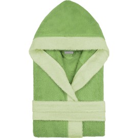 normani Children's Bathrobe Made from 100% Organic Cotton with Hood | With or without Animal Embroidery, Green