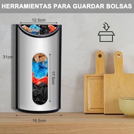 Organizador de Bolsas de Plastico, Dispensador de Bolsas de Plástico de Acero Inoxidable, Organizador de Bolsas de Plástico para Cocina, Kit Dispensad