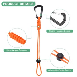 M METERXITY 4-Pack Paracord Keychains with Clips, 10 Inch Braided Lanyard Strap D Ring Adjustable Buckle Backpack Accessories for Camping/Hiking/Fishing/Traveling/Outdoor [Orange]
