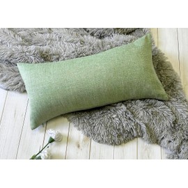 Aiking Home Woven Fine Faux Linen Throw Pillow Cover, Size 14"x26", Moss