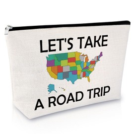 Sfodiary Camping Lover Gifts for Women Makeup Bag Outdoor Vacation Gifts for Camper Funny Camping Themed Cosmetic Bag for Women Christmas Birthday Presents for Friends Sister Zipper Travel Pouch