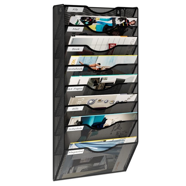Solinxe Wall File Holder Wall Mounted Magazine Rack 8 Pockets
