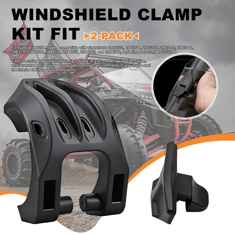 Lock & Ride Windshield Clamp Kit Fit For Polaris Rzr