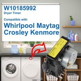 W10185992 Dryer Timer Compatible with Whirlpool Maytag Crosley Kenmore Replaces WPW10185992 AP6016542 4441883 PS11749833 WGD5300VW1 7EWED1730YW2 7MWED1900EW0 WED5000DW2 WGD5000DW3 MEDC465HW0