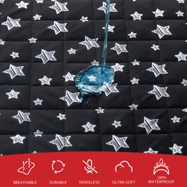 Crib Mattress Protector Waterproof, Quilted Crib Mattress Pad Cover 52'' x 28'' Extra Soft Breathable Toddler Bed Cover Fitted Crib/Toddler Mattress Stretch Up to 8", Black Star