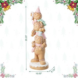 eUty 29.25" H Christmas Gingerbread Man, Resin Gingerbread Man Porch Decorations, Pink Christmas Decor for Front Door Porch Outdoor Indoor