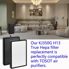 2 Pack KJ350G Replacement Filter for TOSOT Air Purifier, 3 Stage Filter, H13 True Hepa with High efficiency Activated carbon and Pre-Filter