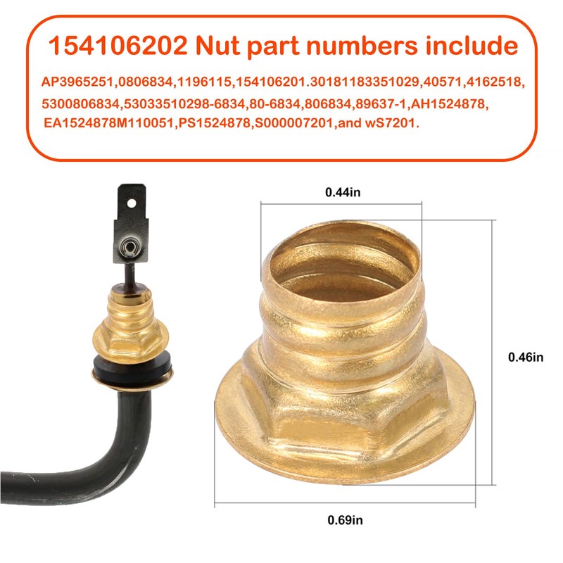 154106202 Dishwasher Heating Element nut Replacement Dishwasher Heating Element-4Pcs
