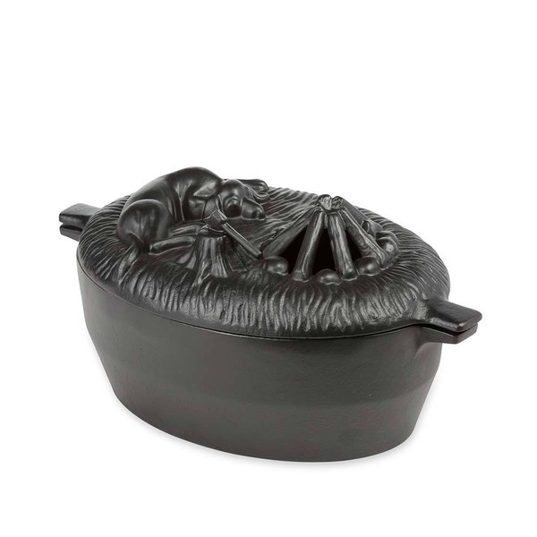 Sleeping Dog Cast Iron Wood Stove Steamer with Matte Black