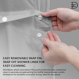 Dainty Home Smart Design Complete 2 in 1 Waffle Weave Hotel Spa Style Fabric Shower Curtain Snap On/Off Waterproof Detachable Liner Set, 72 inch Wide x 72 inch Long, Silver Grey