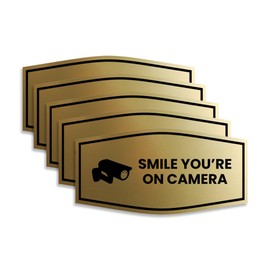 Fancy Smile You're On Camera Sign (Brushed Gold) - Small (5 Pack)