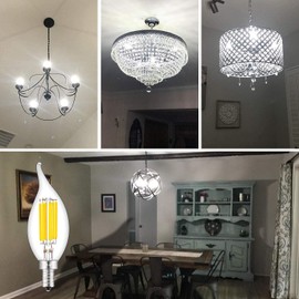 CRLight 6W 5000K Dimmable LED Candelabra Bulb Daylight White Glow, 70W Equivalent 700LM, E12 LED Chandelier Light Bulbs, Antique Edison Style Clear CA11 Candle Flame Tip, 8 Pack