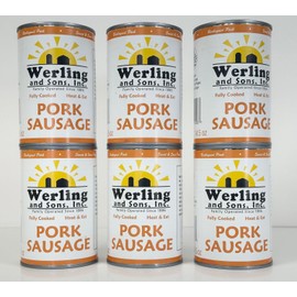 Werling All Natural Pork Sausage – 14.5 oz Long Term Emergency Survival Canned Meat Fully Cooked (6 Pack)