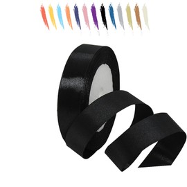 Black 20 mm Satin Ribbon 23 Metres, Polyester Ribbon, Beautify Your Crafts and Celebrations, Ideal for Gift Wrapping, Decorations, Wedding Car Ribbon, Ribbons for Crafts