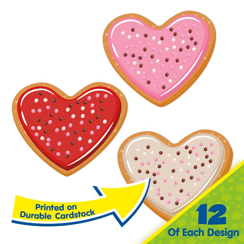 Eureka Valentine's Day Cookies Paper Cut-Out Classroom Decorations for Teachers,